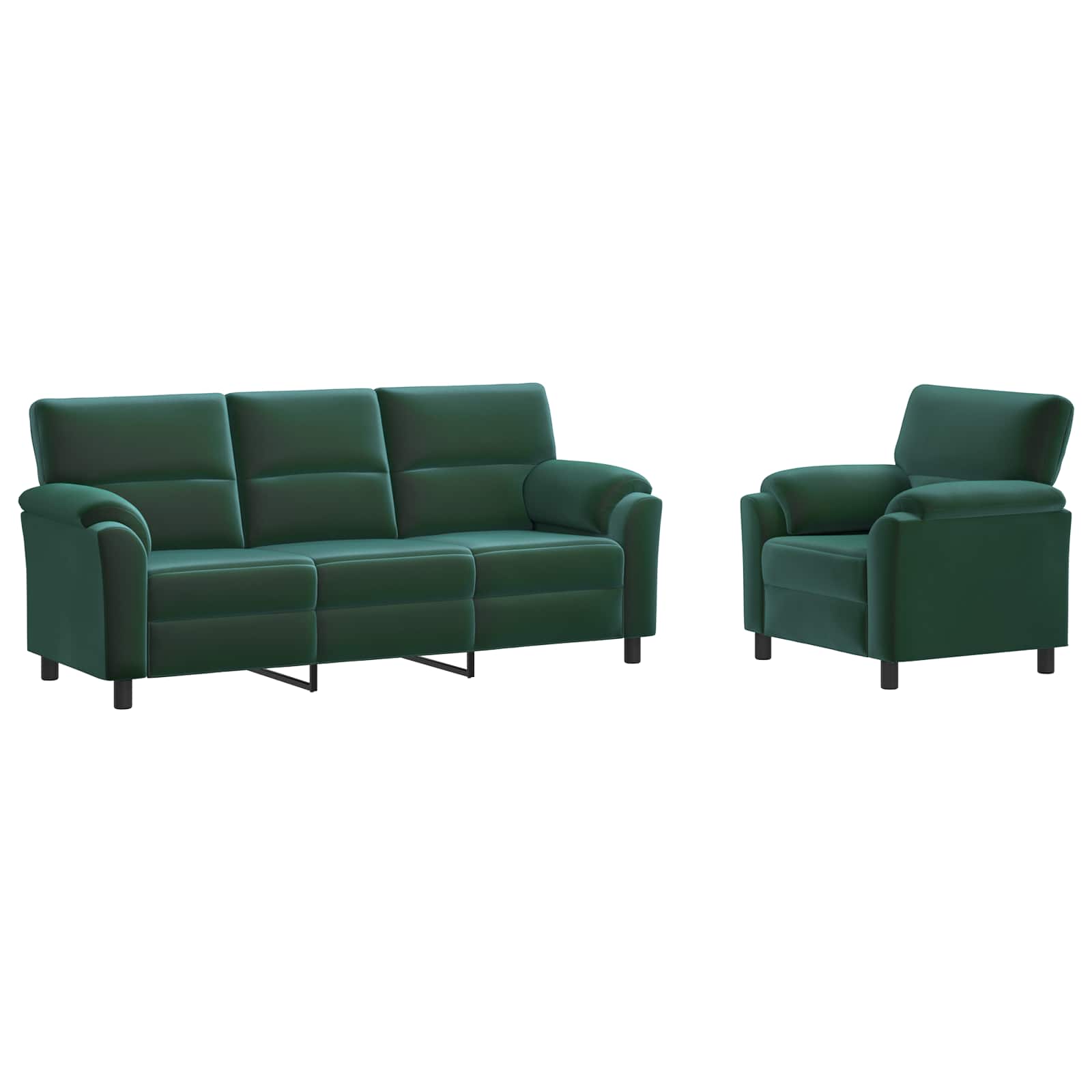 Kavčna garnitura 2 pcs Temno zelena Žamet