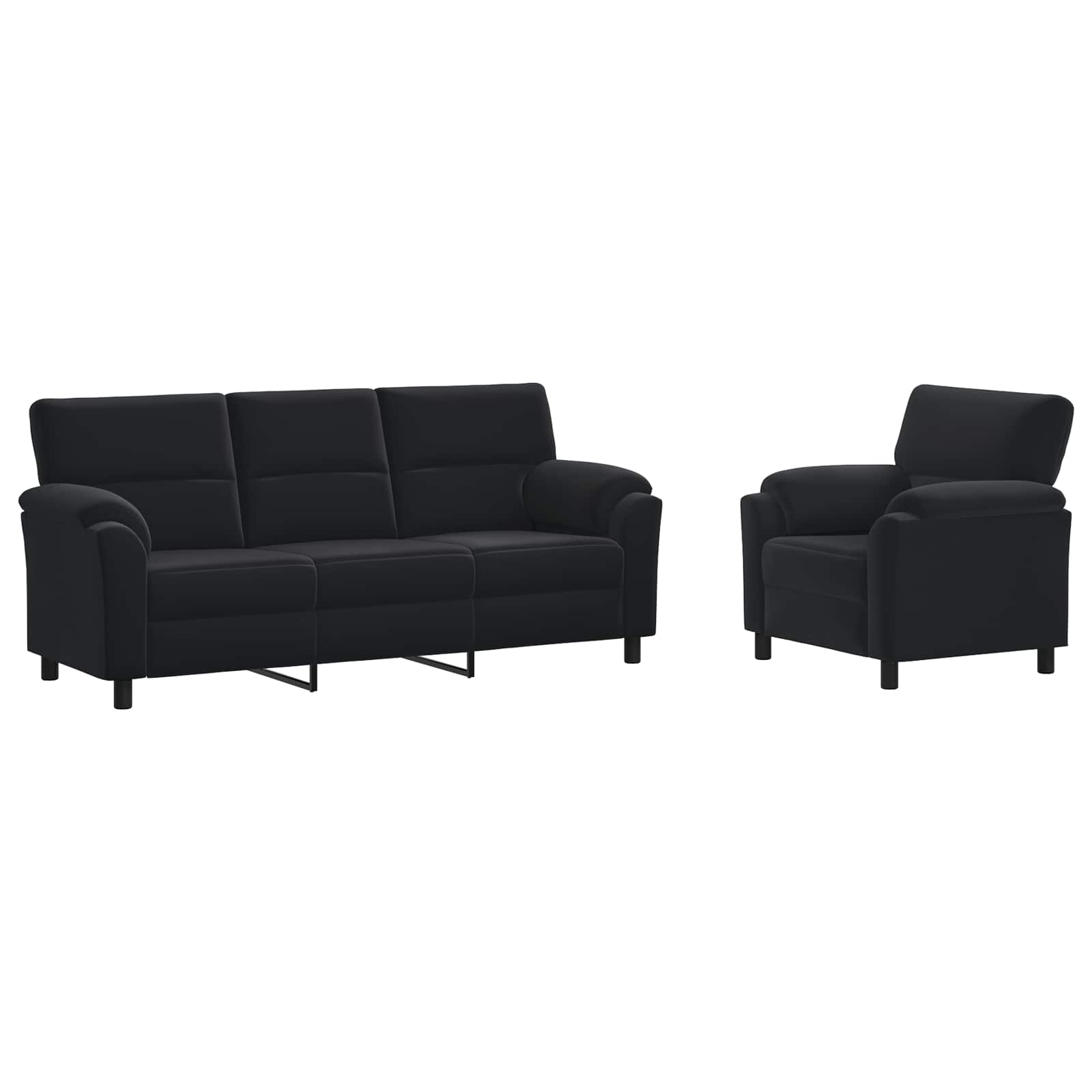 Kavčna garnitura 2 pcs Črna Žamet