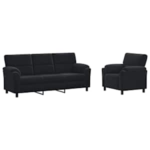 vidaXL Diivanikomplekt 2 pcs Must Samet