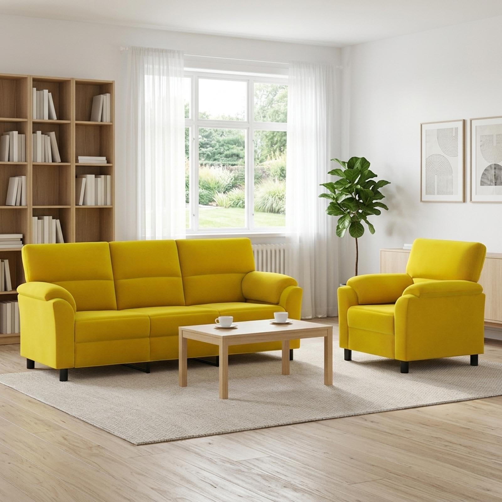 vidaXL Sofa Sæt 2 pcs Gul Fløjl