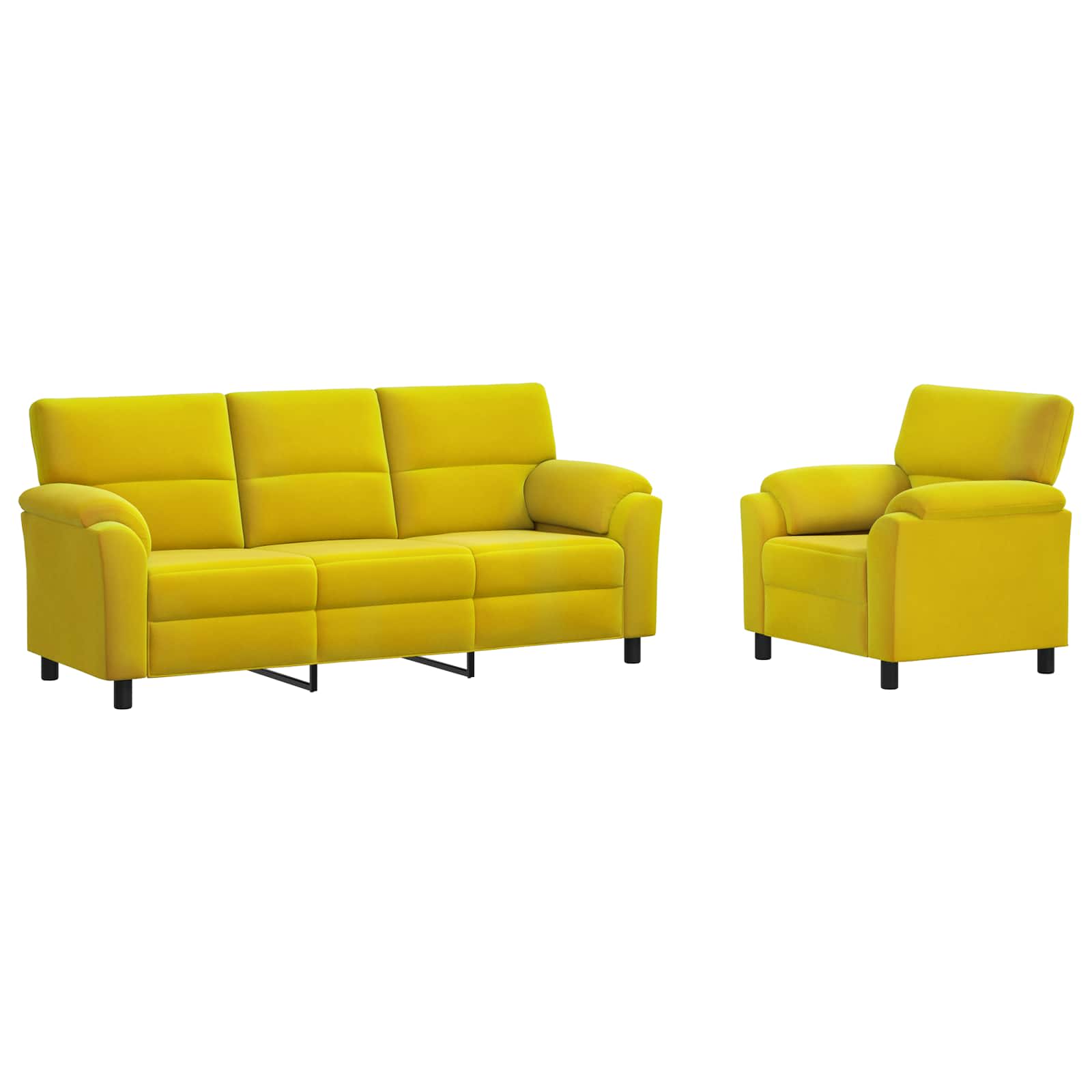 vidaXL Bankstel 2 st 4-zits Geel 214 x 85 x 93 cm fluweel, foto 3