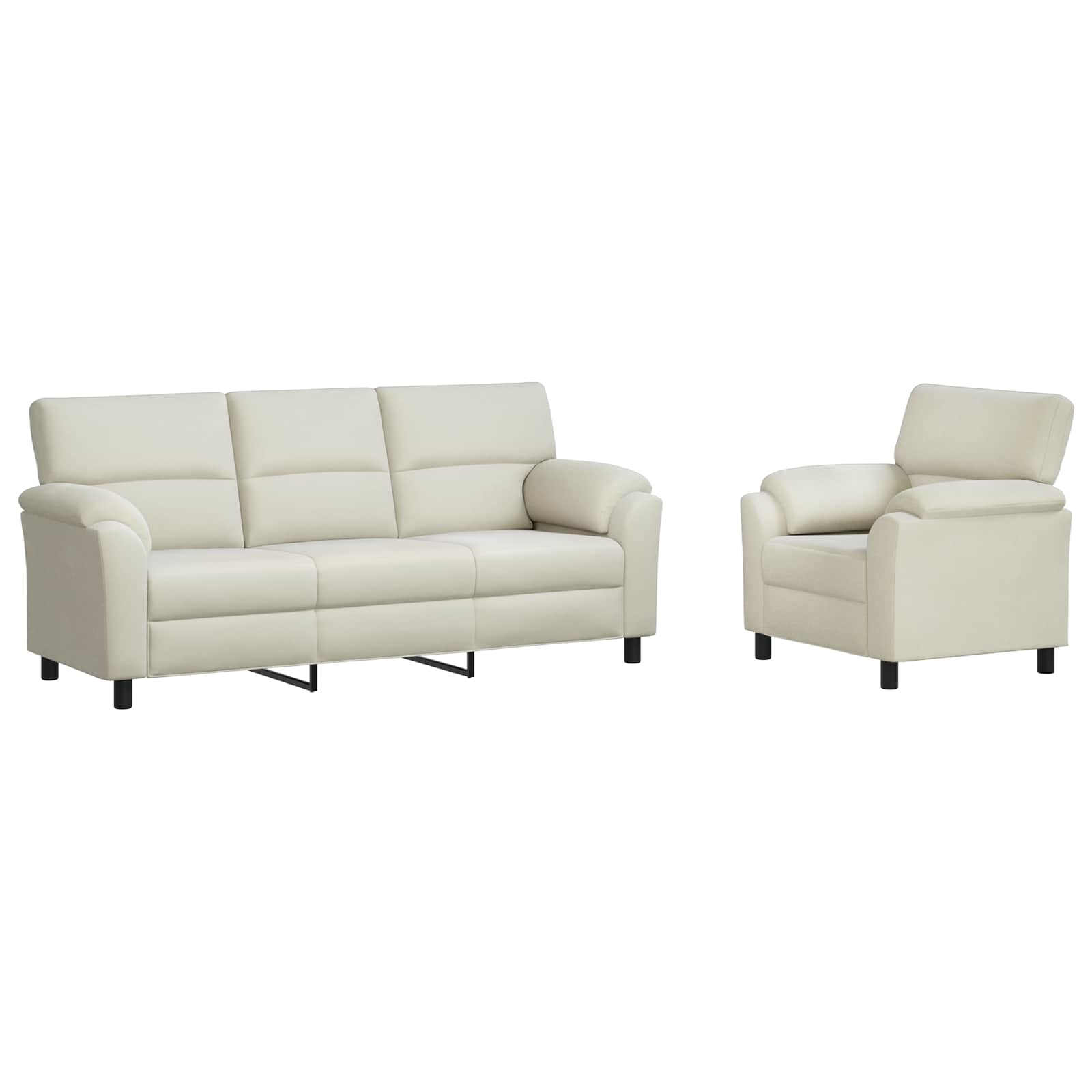 vidaXL Bankstel 2 st 4-zits Crèmekleurig 214 x 85 x 93 cm fluweel, foto 3