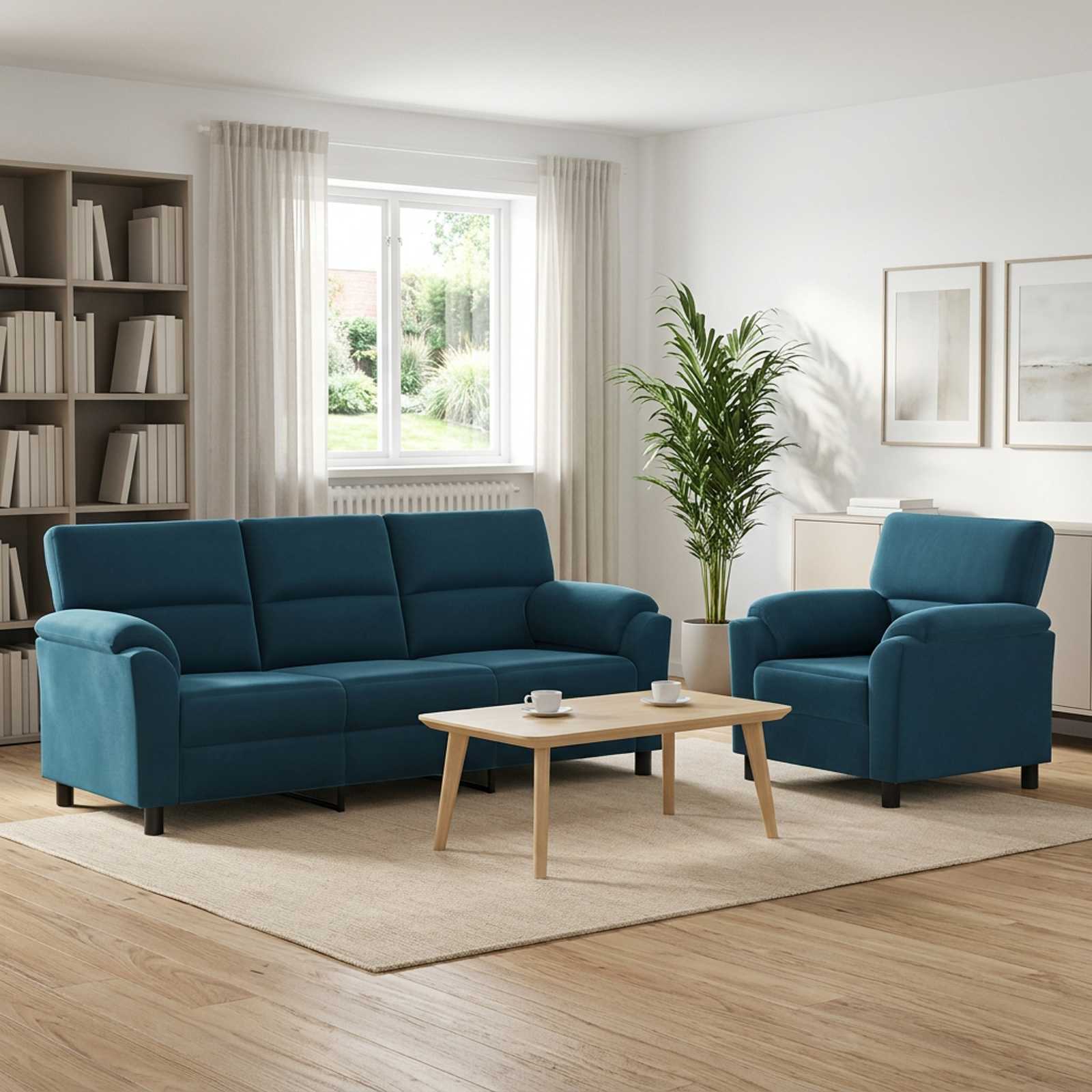vidaXL Sofa Sæt 2 pcs Blå Fløjl