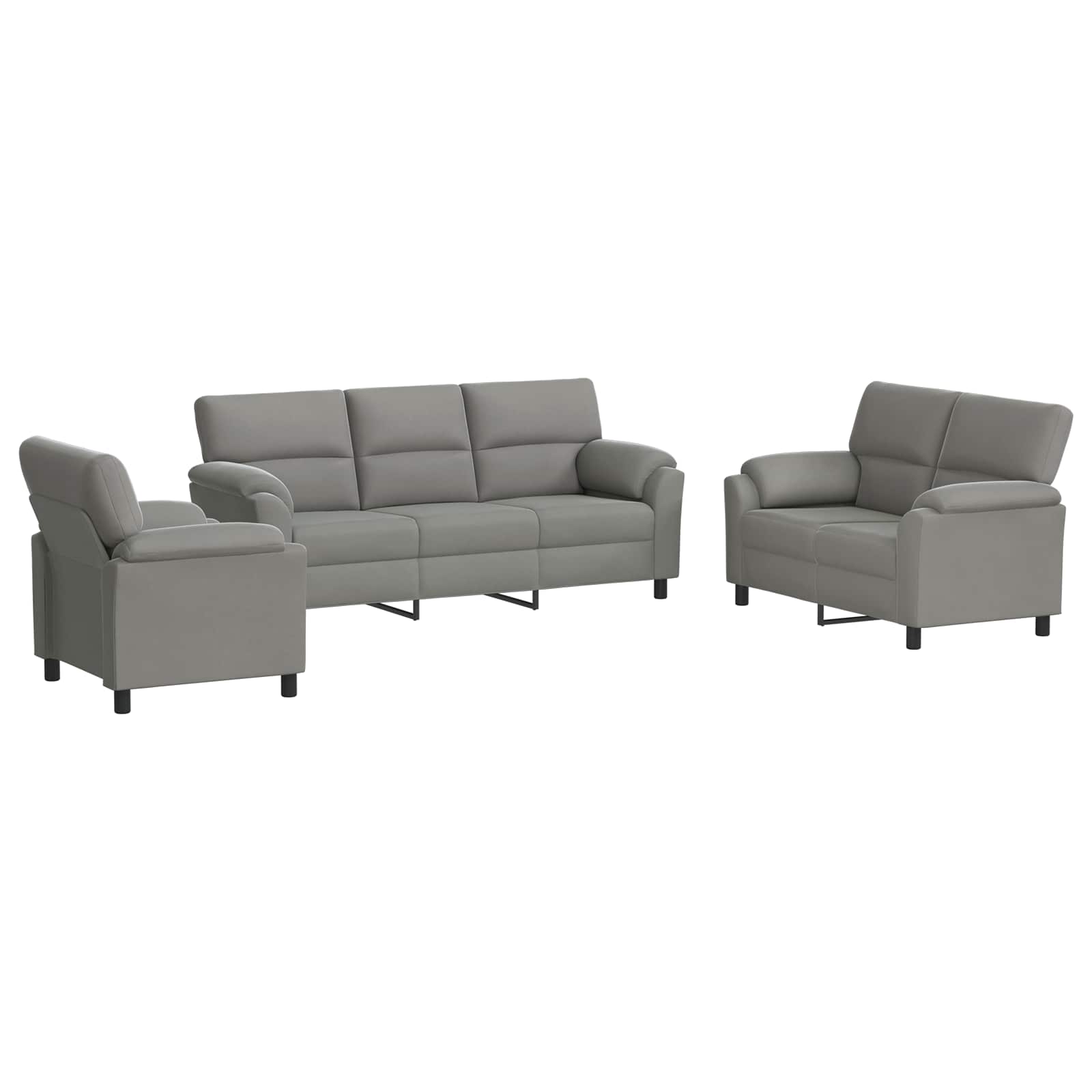 Kavčna garnitura 3 pcs Svetlo siva Žamet