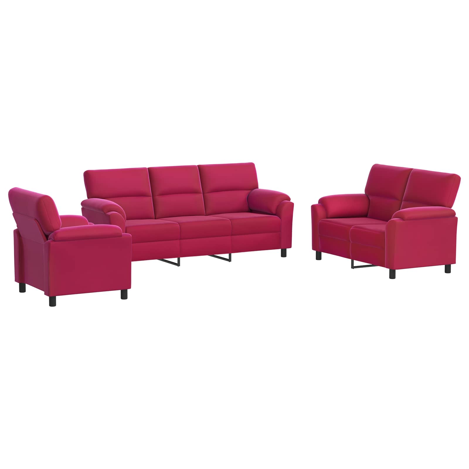 Kavčna garnitura 3 pcs Vinorodna rdeča Žamet