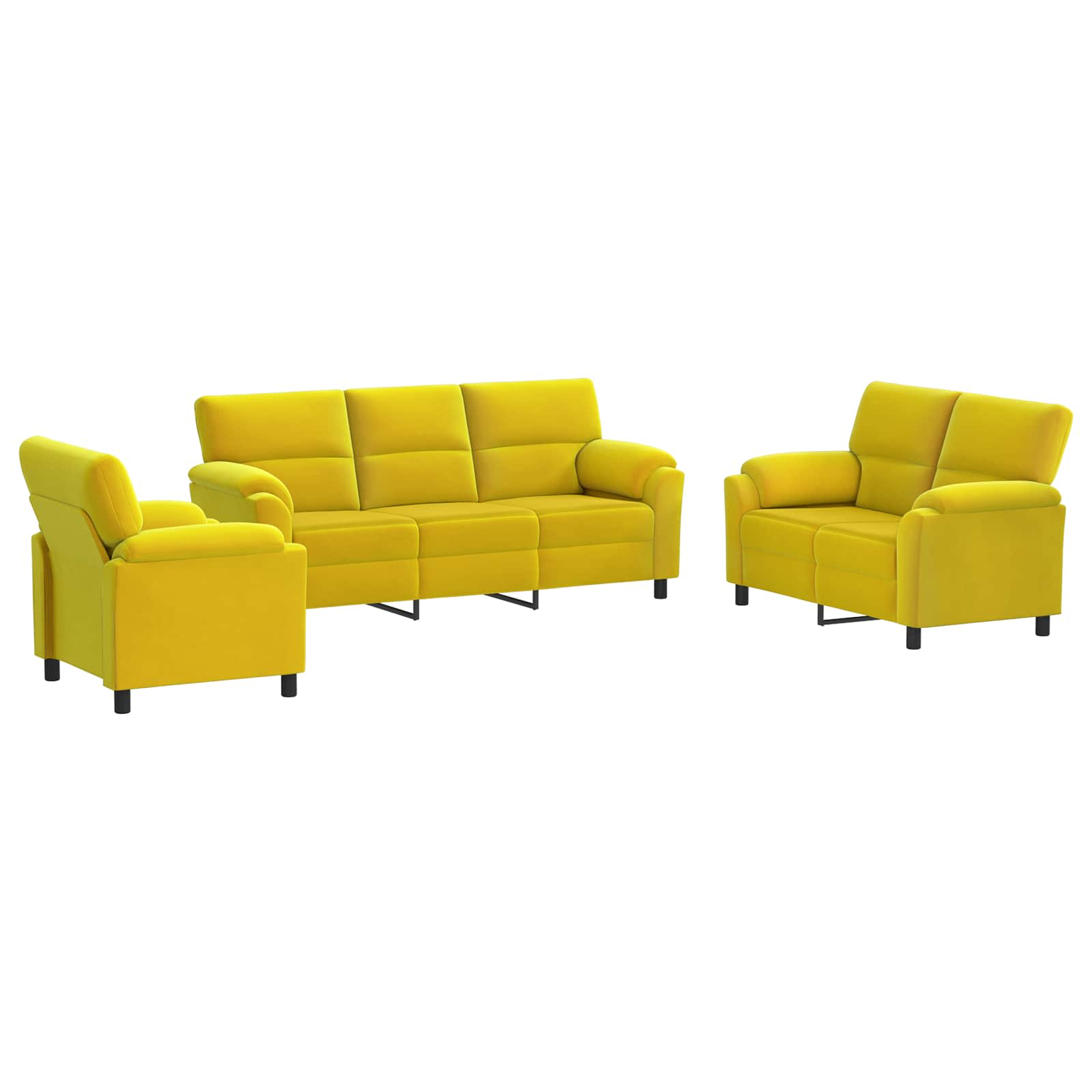 Kavčna garnitura 3 pcs Rumena Žamet