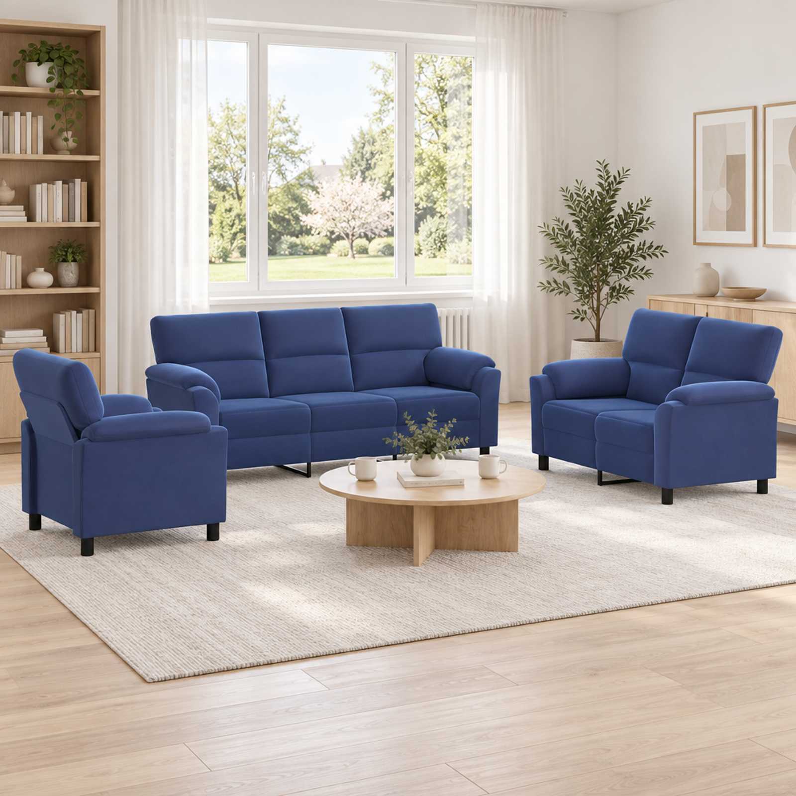 vidaXL Sofa Sæt 3 pcs Politi blå Fløjl