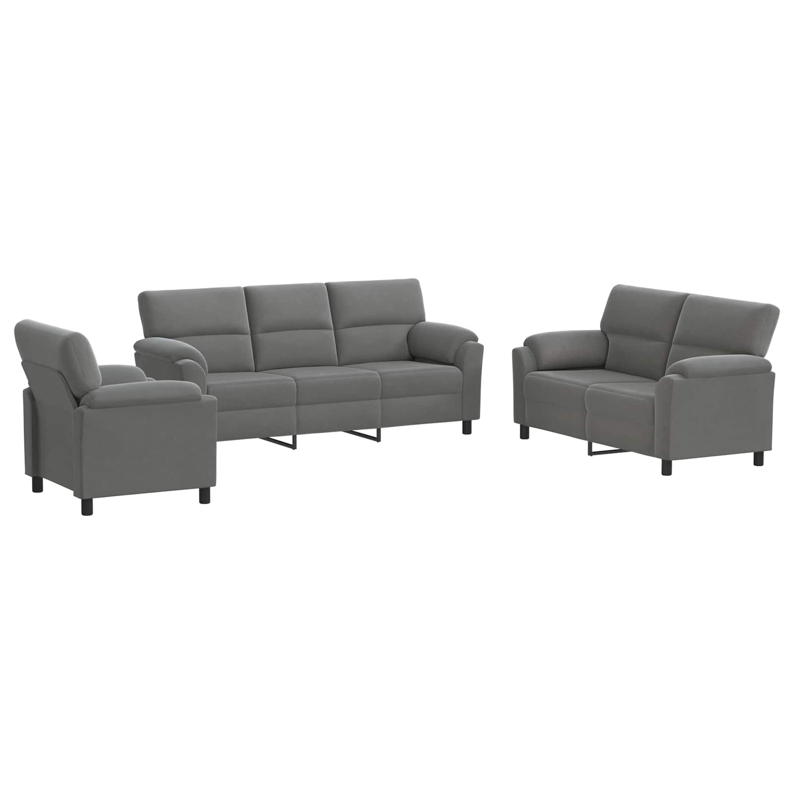 Kavčna garnitura 3 pcs Temno siva Žamet