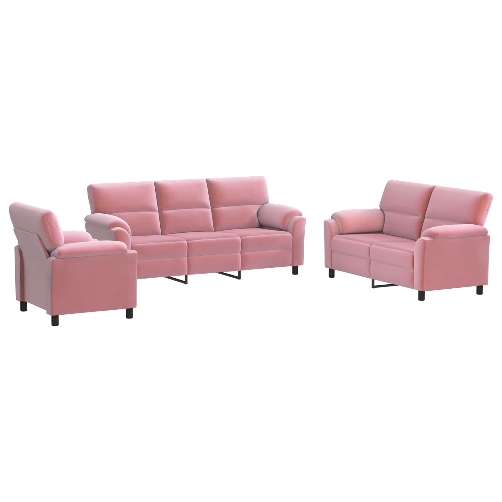 Kavčna garnitura 3 pcs Roza Žamet