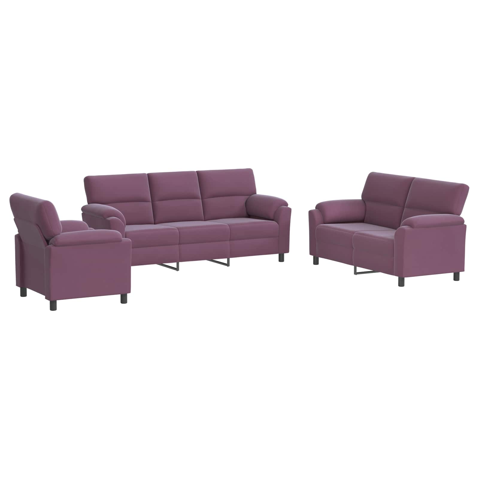 vidaXL Bankstel 3 st 6-zits Paars 214 x 85 x 93 cm fluweel, foto 3