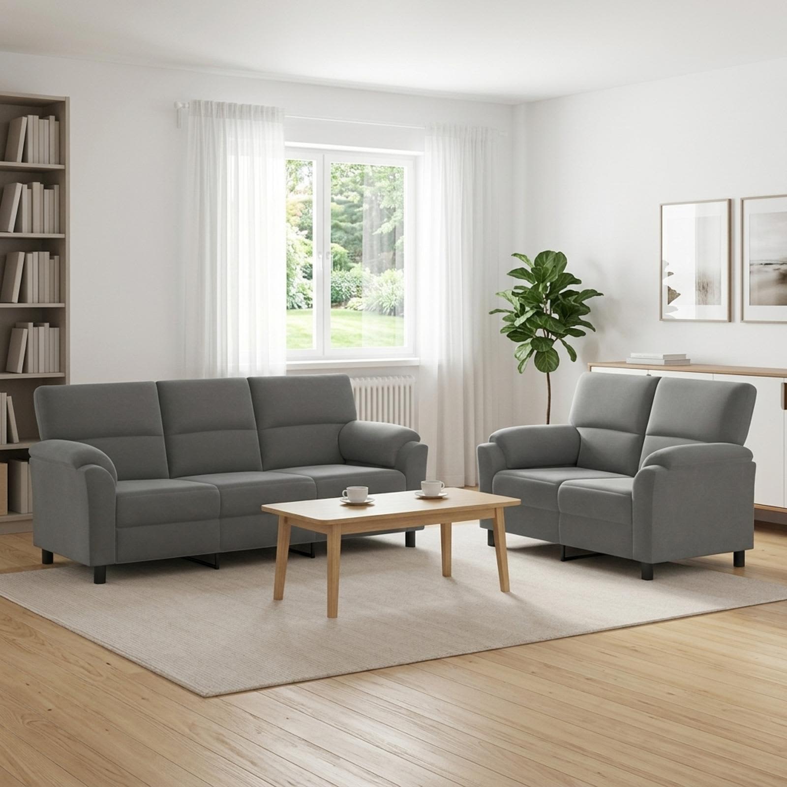 vidaXL Sofa Sæt 2 pcs Mørkegrå Fløjl