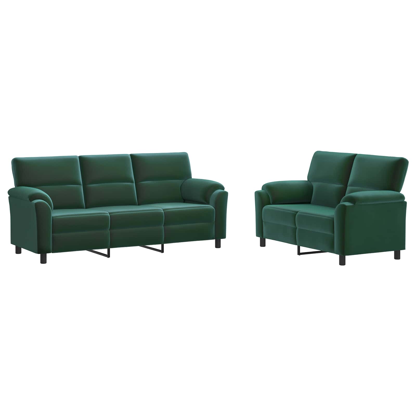 Kavčna garnitura 2 pcs Temno zelena Žamet