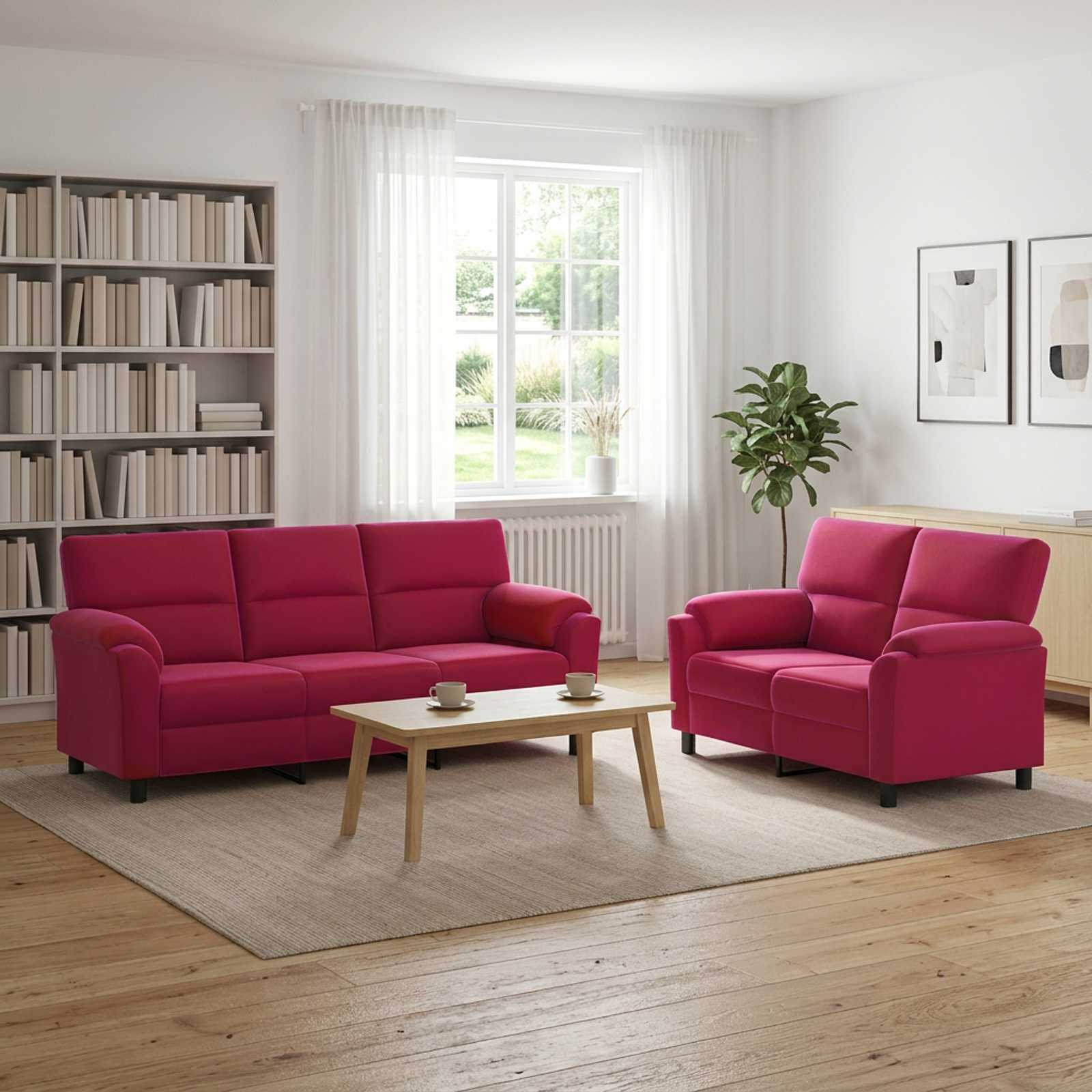 vidaXL Sofa Sæt 2 pcs Vinrød Fløjl