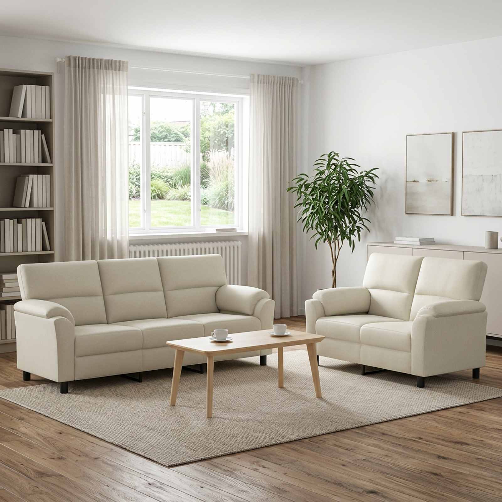 vidaXL Sofa Sæt 2 pcs Cremefarvet Fløjl