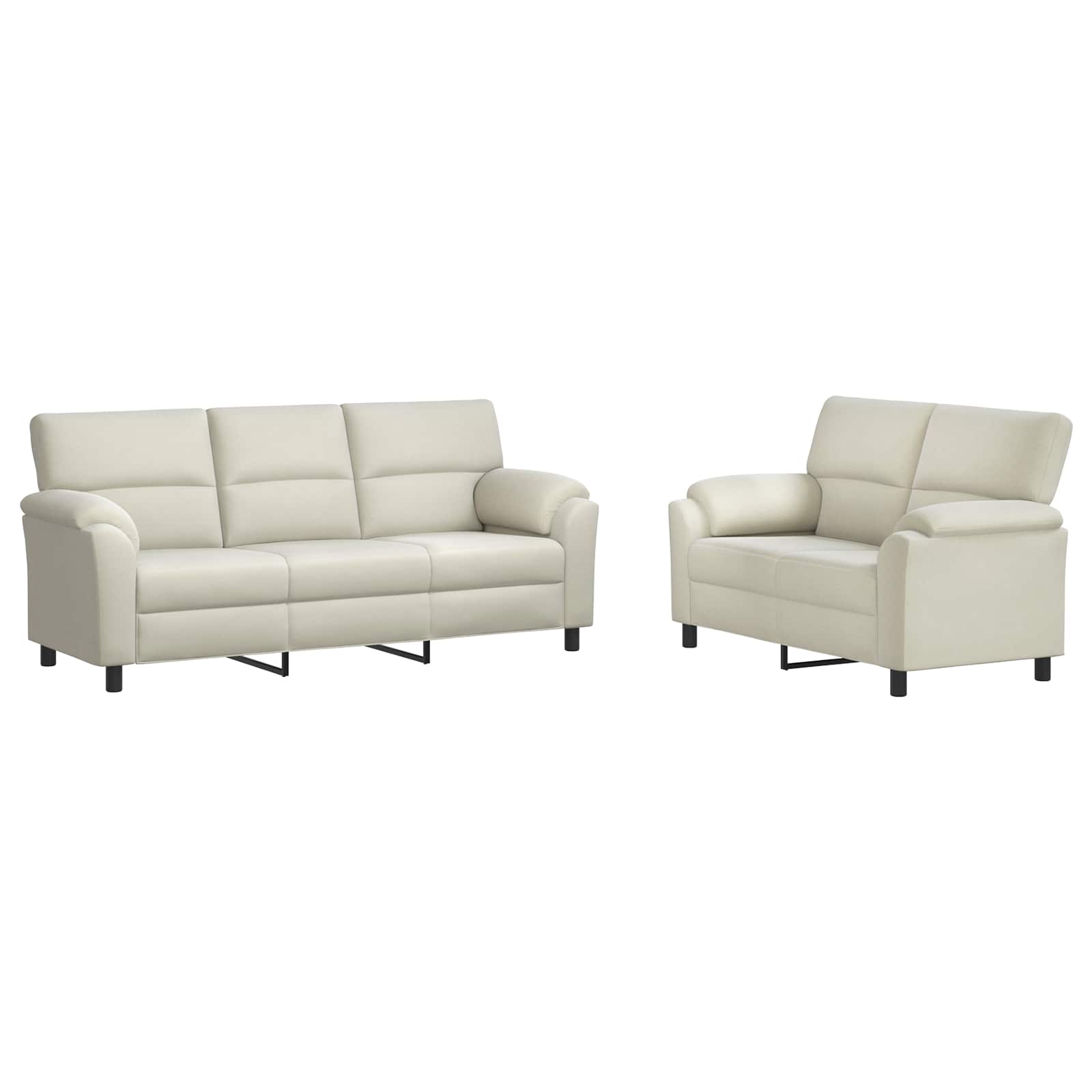 vidaXL Bankstel 2 st 5-zits Crèmekleurig 214 x 85 x 93 cm fluweel, foto 3