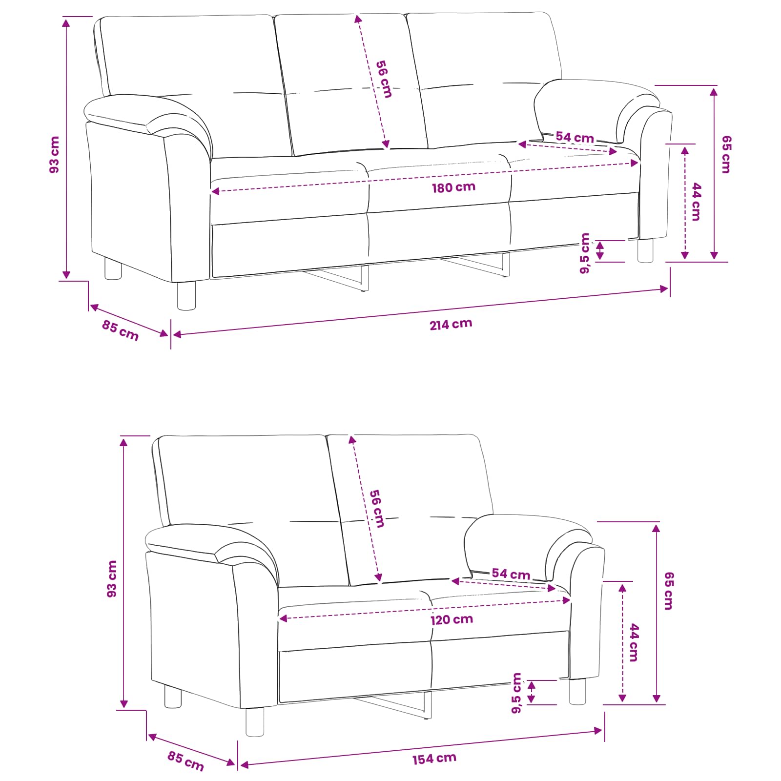 Kavčna garnitura 2 pcs Krem Žamet