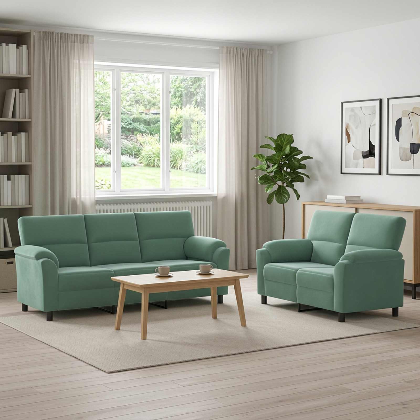 vidaXL Sofa Sæt 2 pcs Havgrøn Fløjl