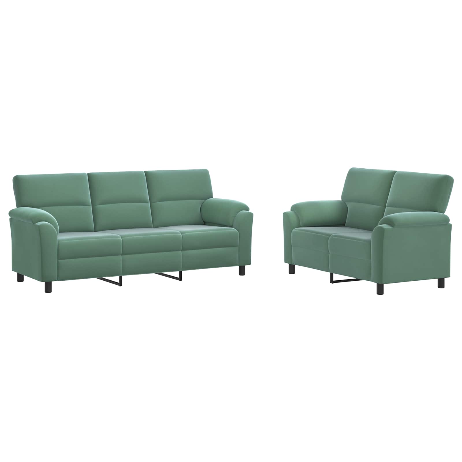 vidaXL Bankstel 2 st 5-zits Zeegroen 214 x 85 x 93 cm fluweel groen, foto 3