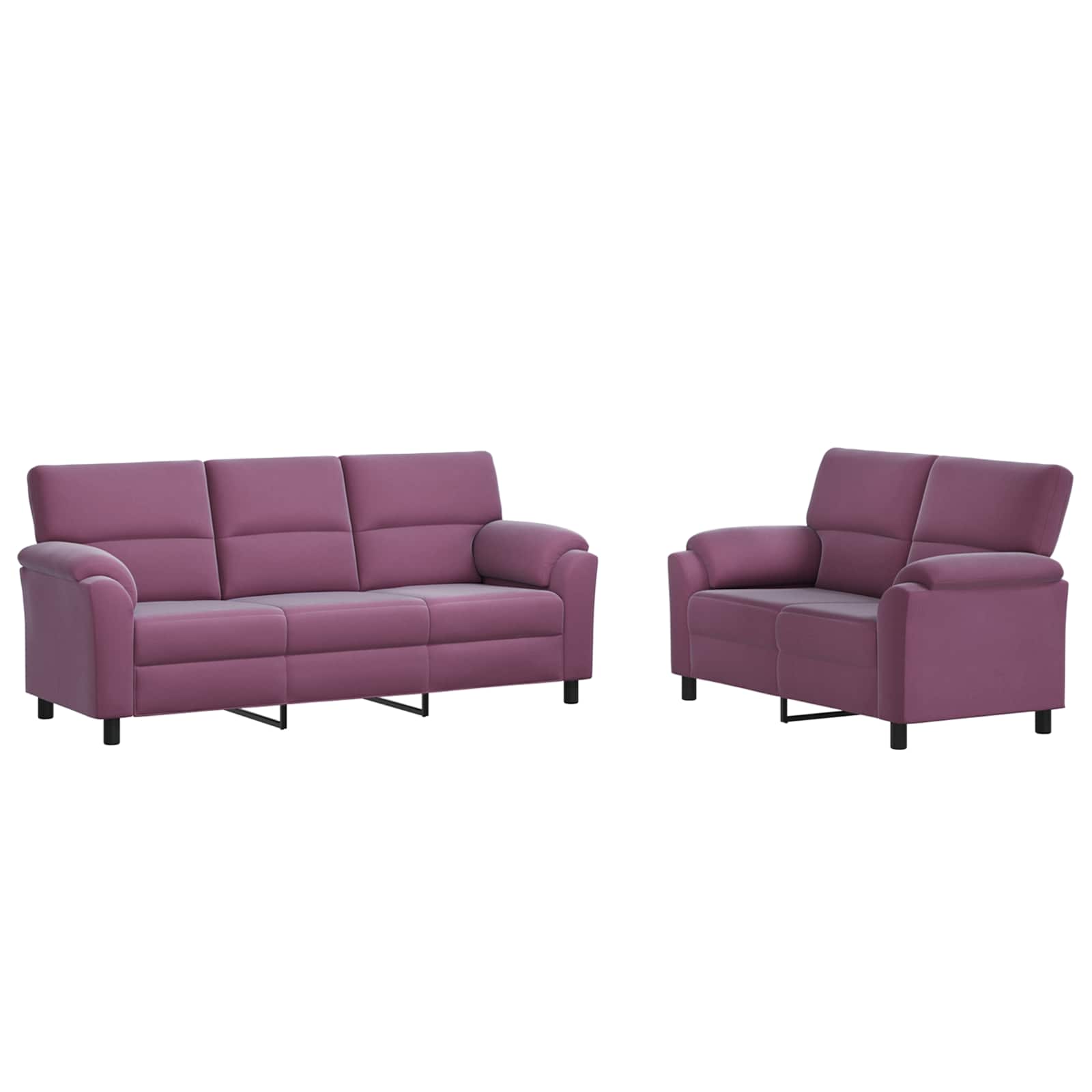 vidaXL Bankstel 2 st 5-zits Paars 214 x 85 x 93 cm fluweel, foto 3