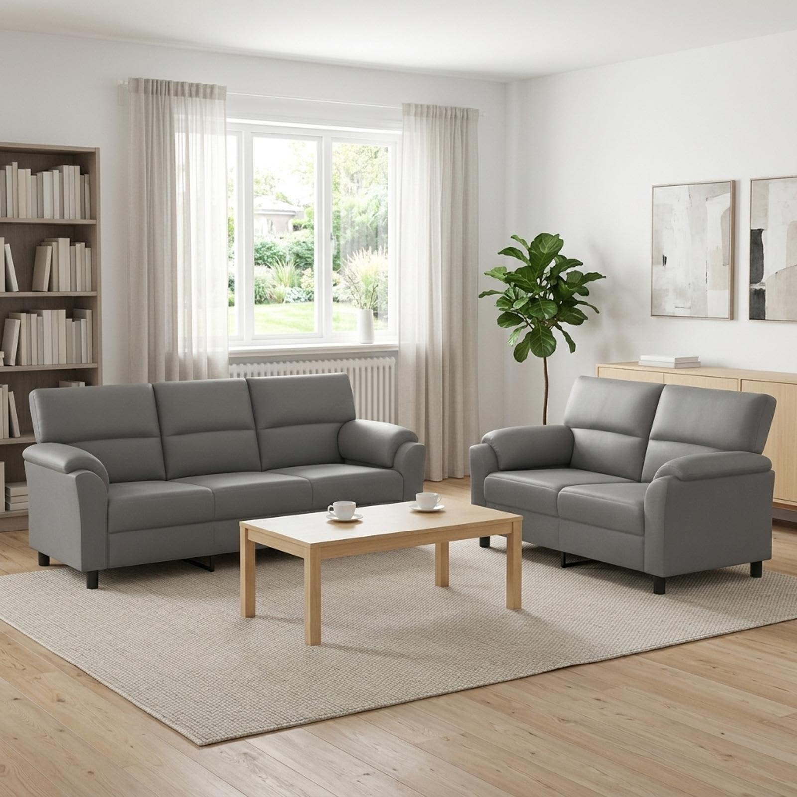 vidaXL Sofa Sæt 2 pcs Lysegrå Fløjl