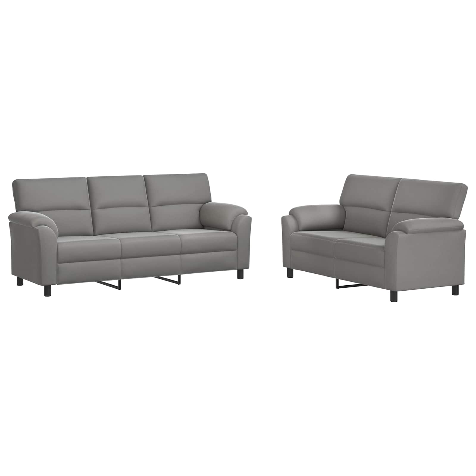 vidaXL Bankstel 2 st 5-zits Lichtgrijs 214 x 85 x 93 cm fluweel, foto 3