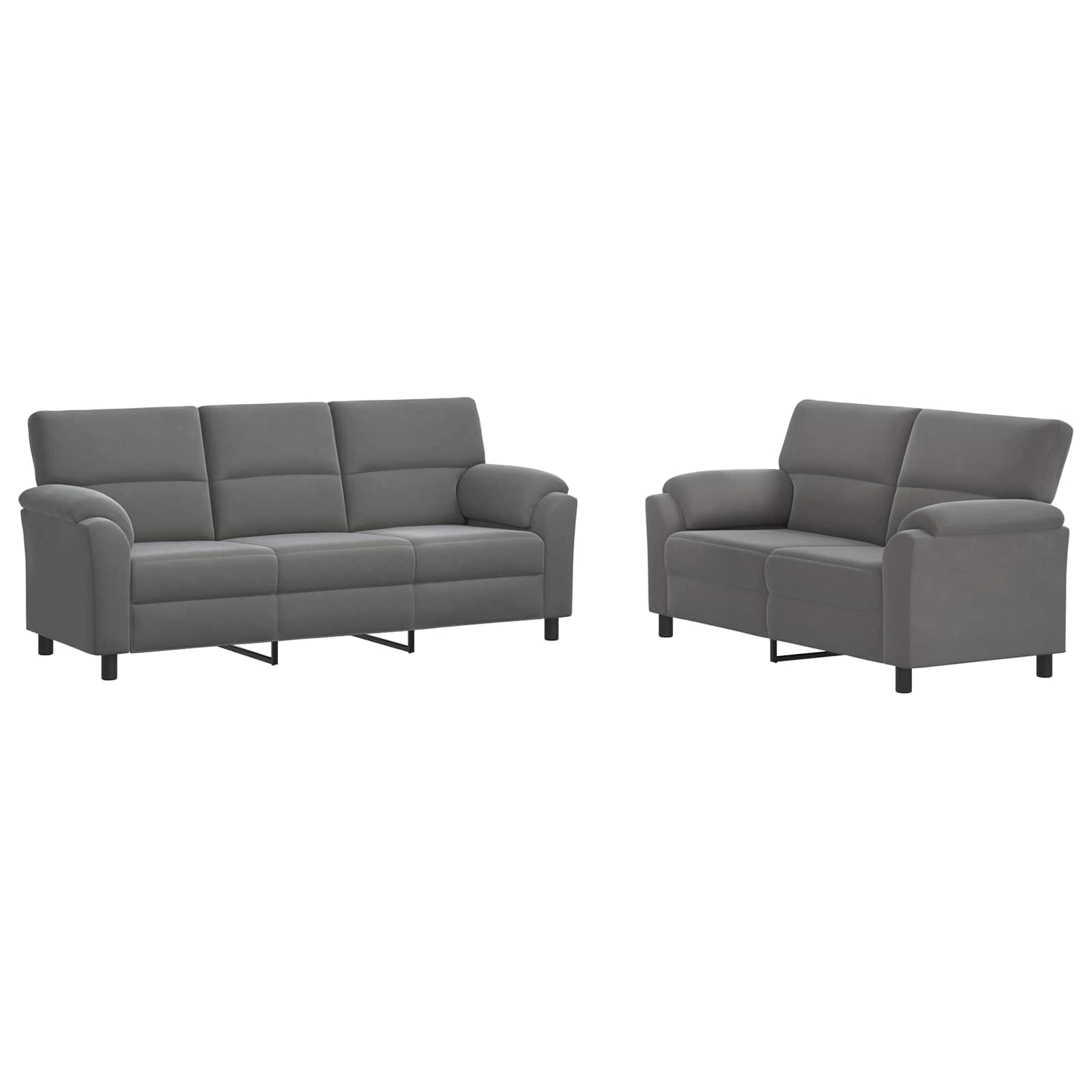 vidaXL Bankstel 2 st 5-zits Donkergrijs 214 x 85 x 93 cm fluweel, foto 3
