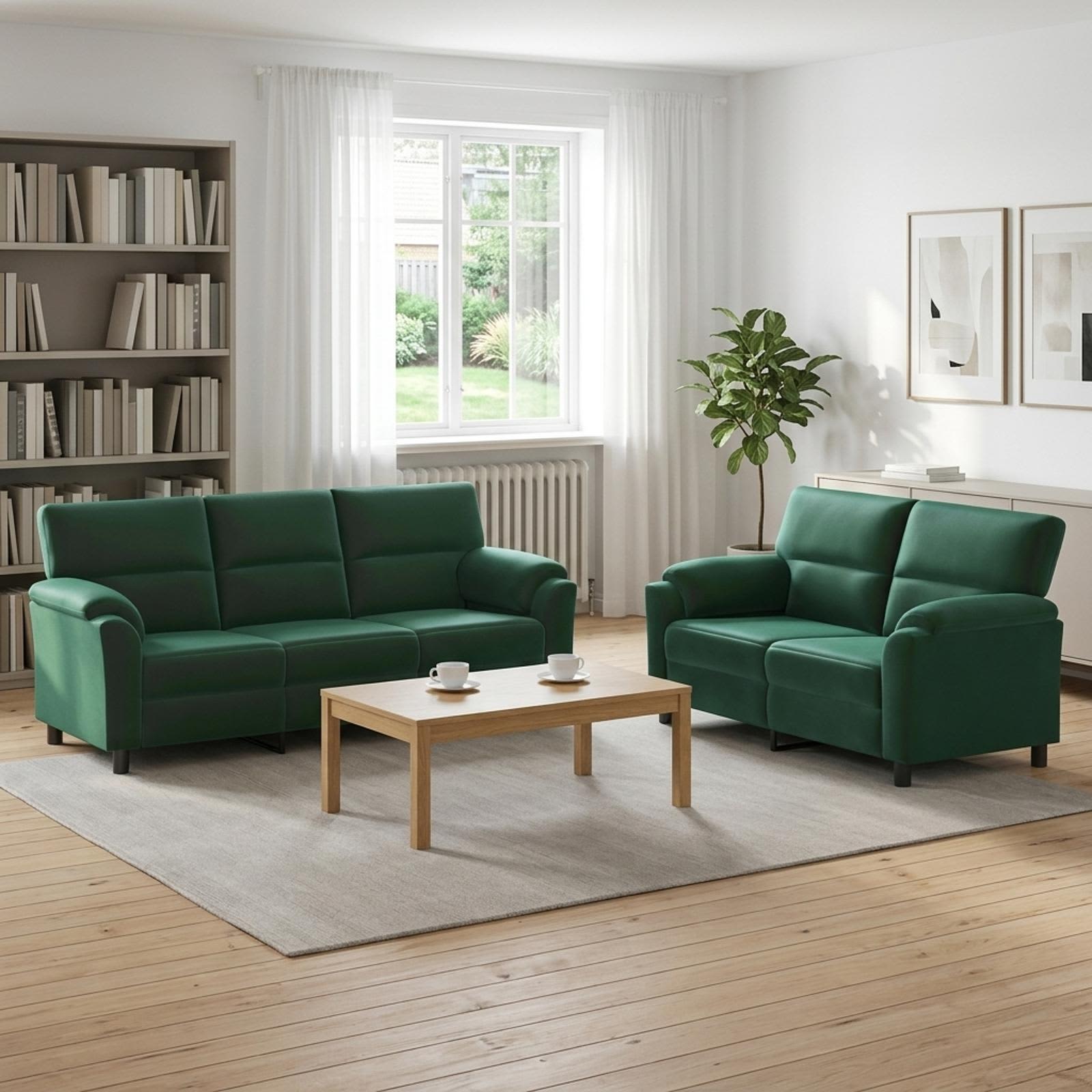 vidaXL Sofa Sæt 2 pcs Mørkegrøn Fløjl