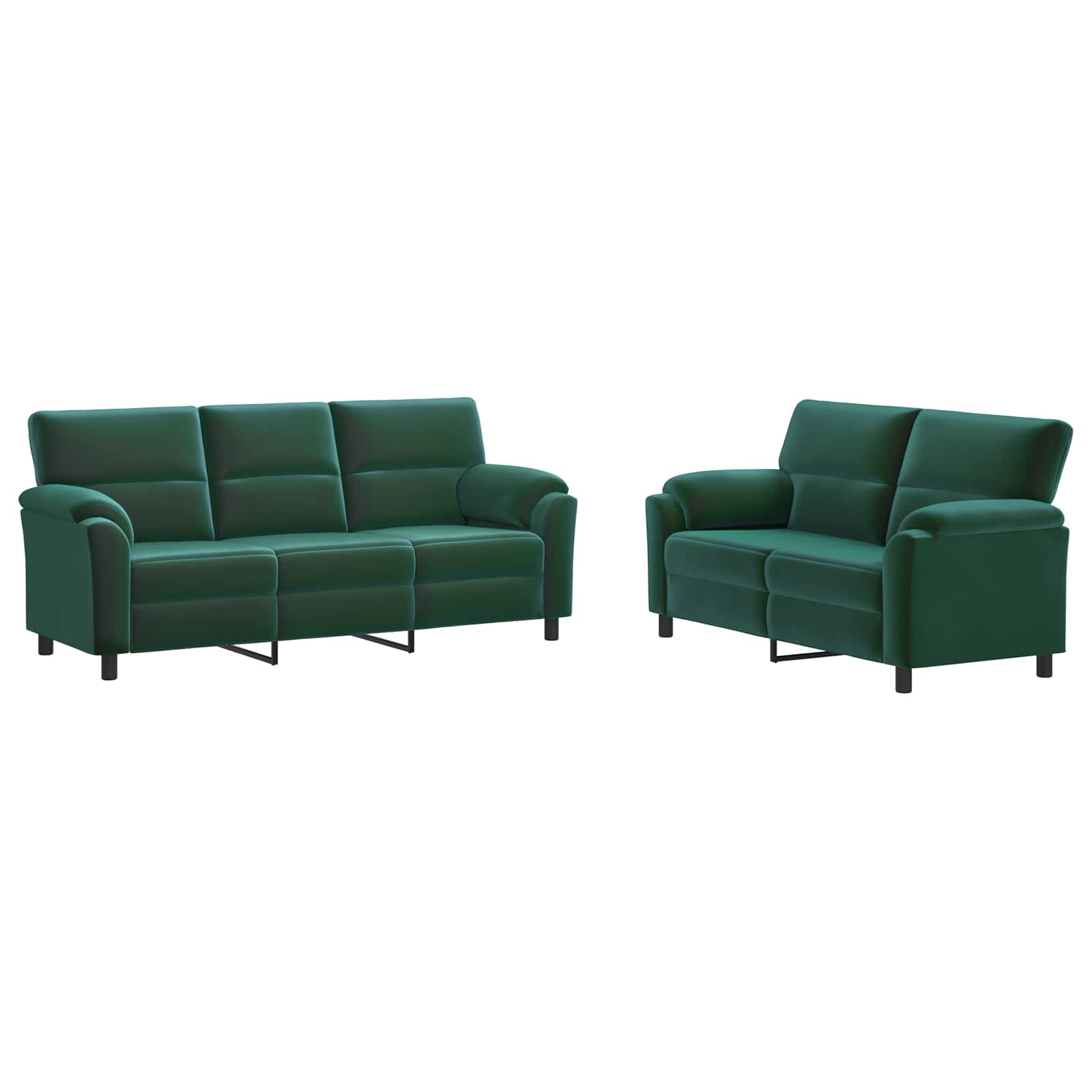 vidaXL Bankstel 2 st 5-zits Donkergroen 214 x 85 x 93 cm fluweel groen, foto 3
