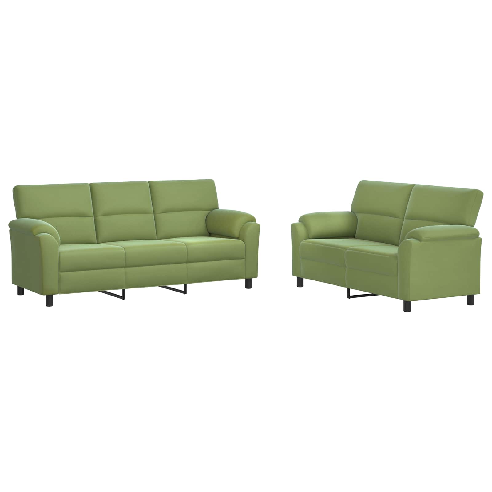 vidaXL Bankstel 2 st 5-zits Lichtgroen 214 x 85 x 93 cm fluweel groen, foto 3