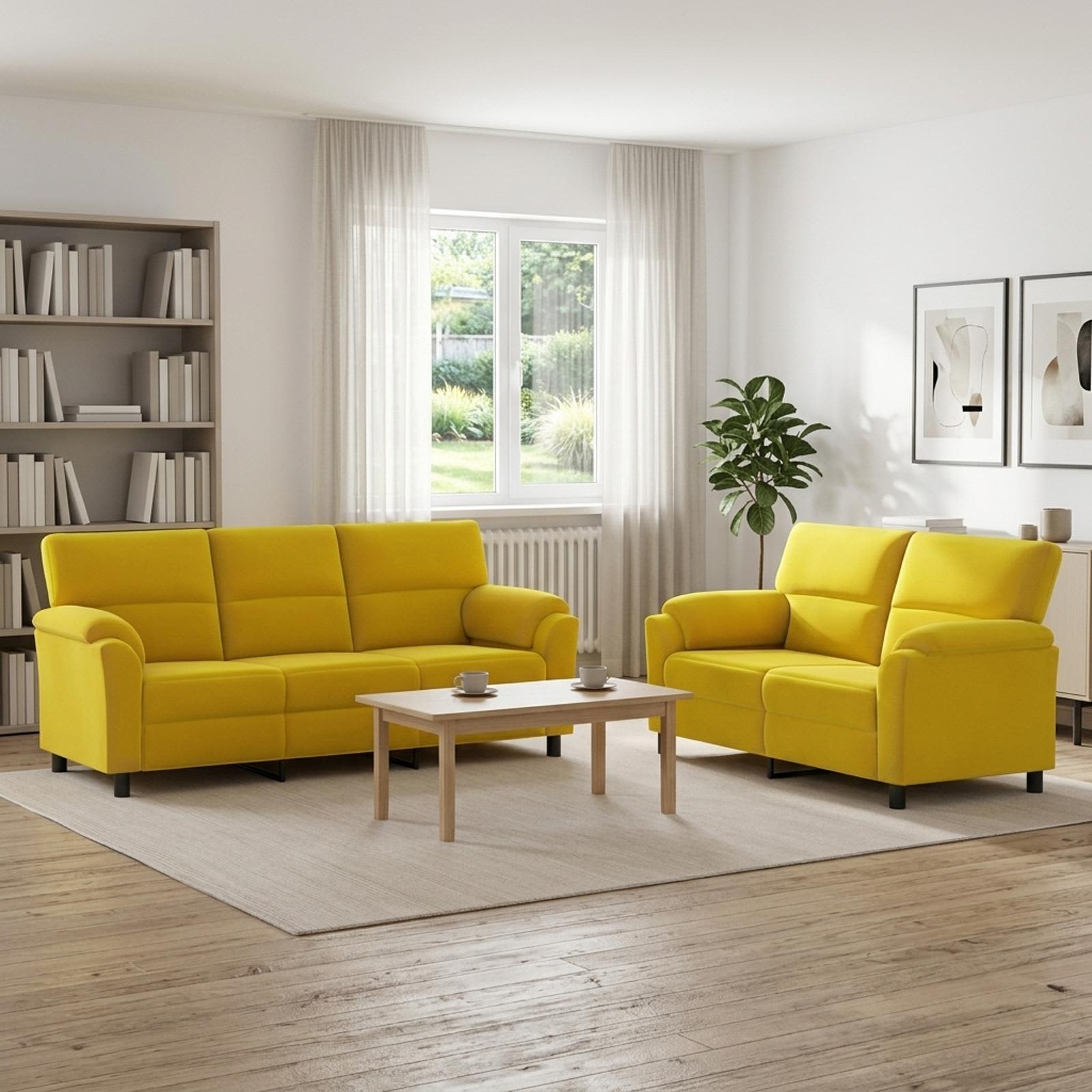 vidaXL Sofa Sæt 2 pcs Gul Fløjl