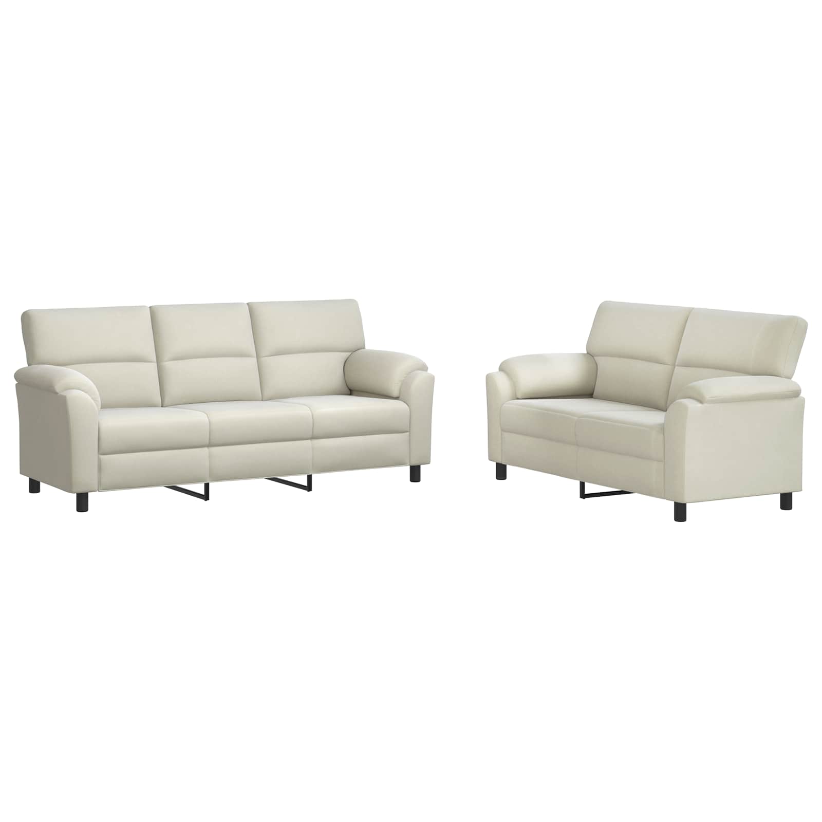vidaXL Bankstel 2 st 5-zits Crèmekleurig 214 x 85 x 93 cm fluweel, foto 3