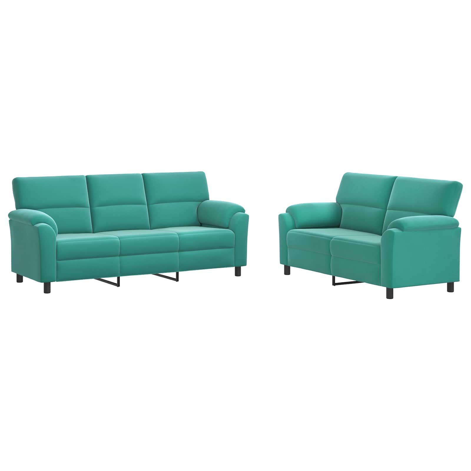 vidaXL Bankstel 2 st 5-zits Turquoise 214 x 85 x 93 cm fluweel, foto 3