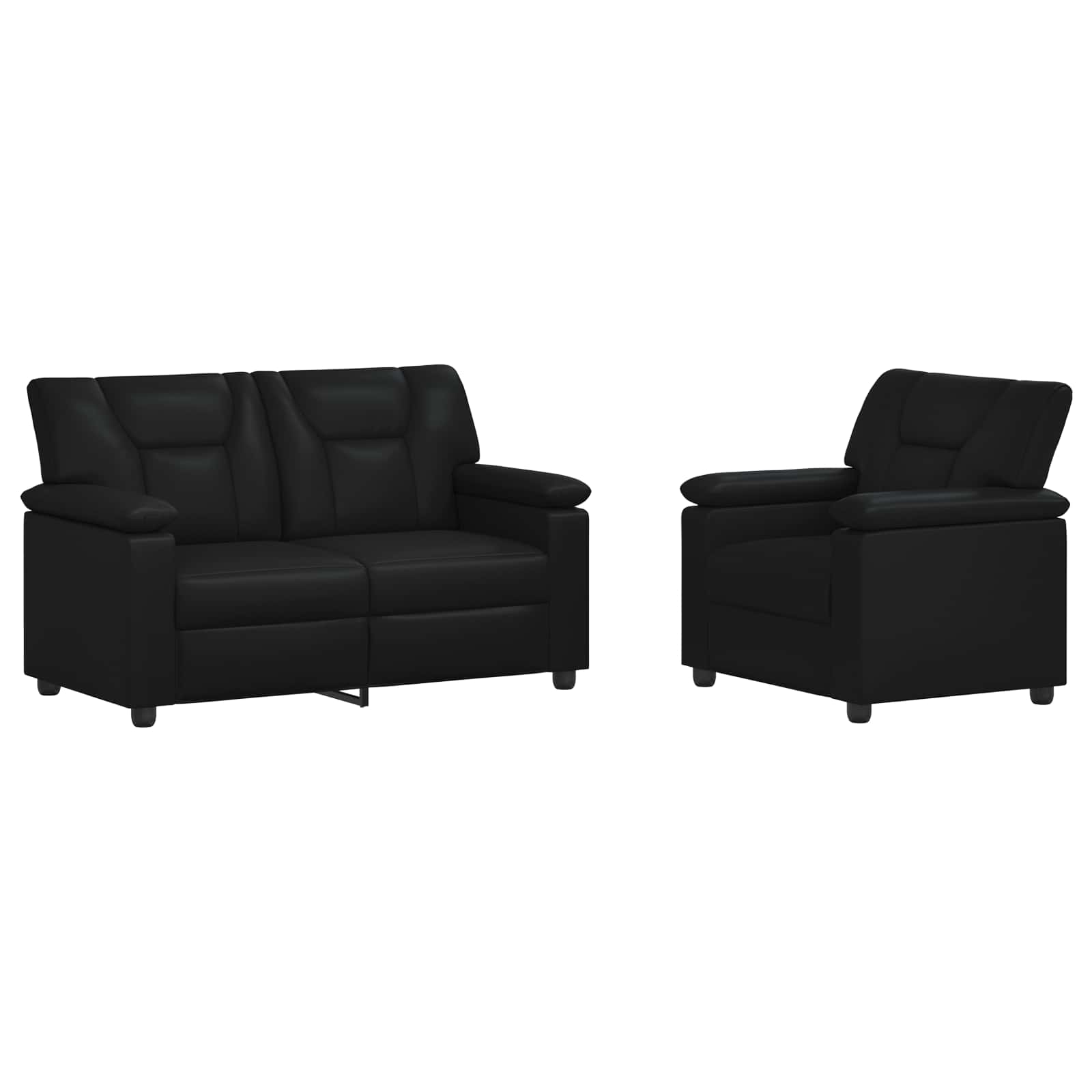 Kavčna garnitura 2 pcs Črna Umetno usnje