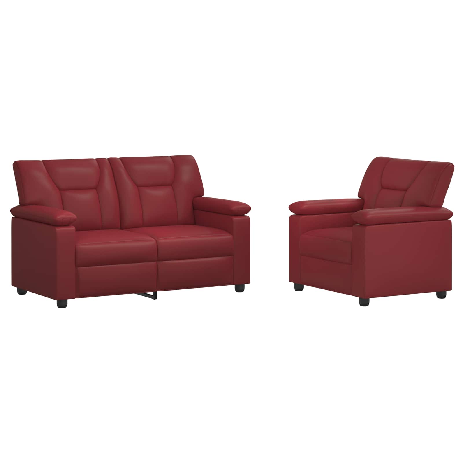 Kavčna garnitura 2 pcs Vinorodna rdeča Umetno usnje