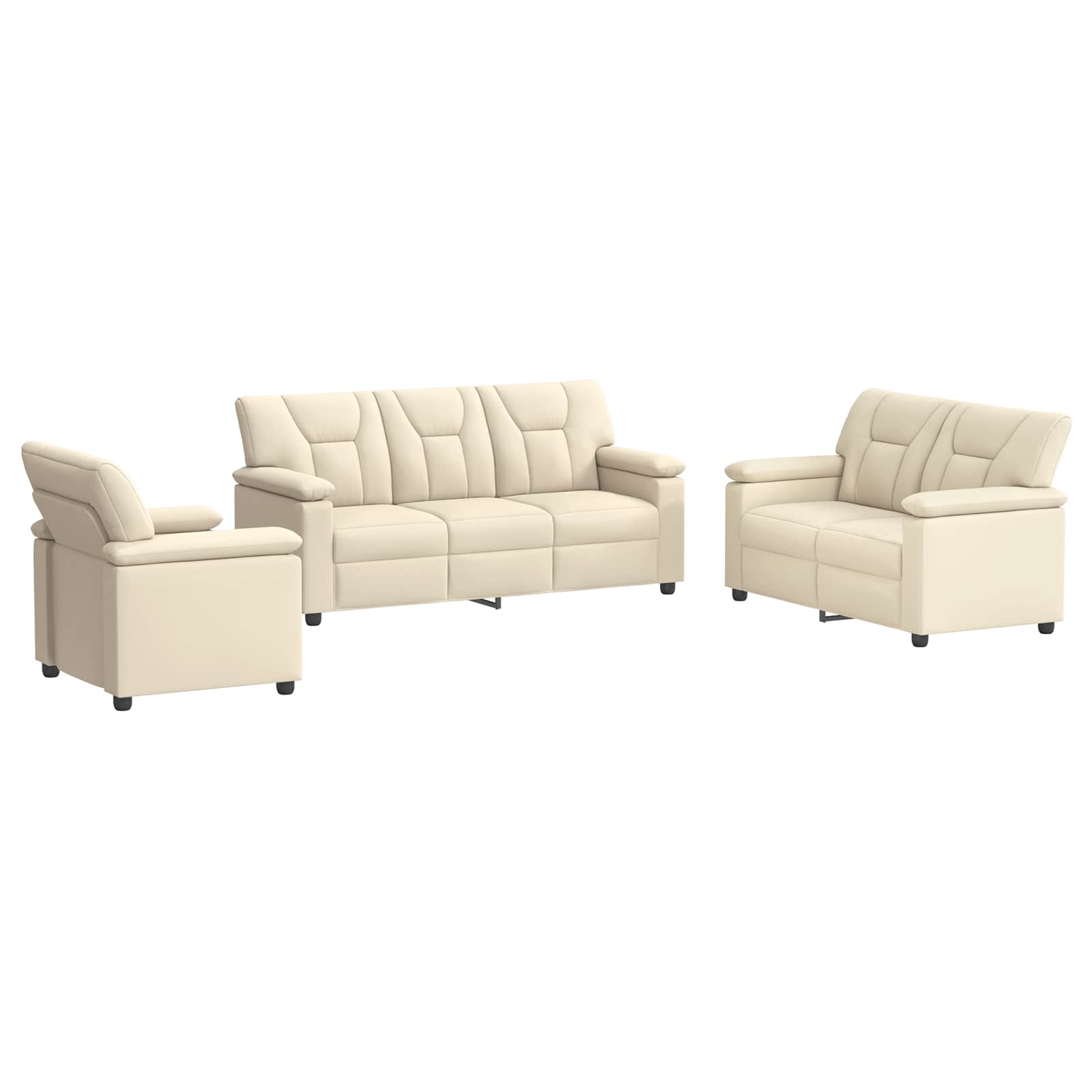 Kavčna garnitura 3 pcs Krem Umetno usnje