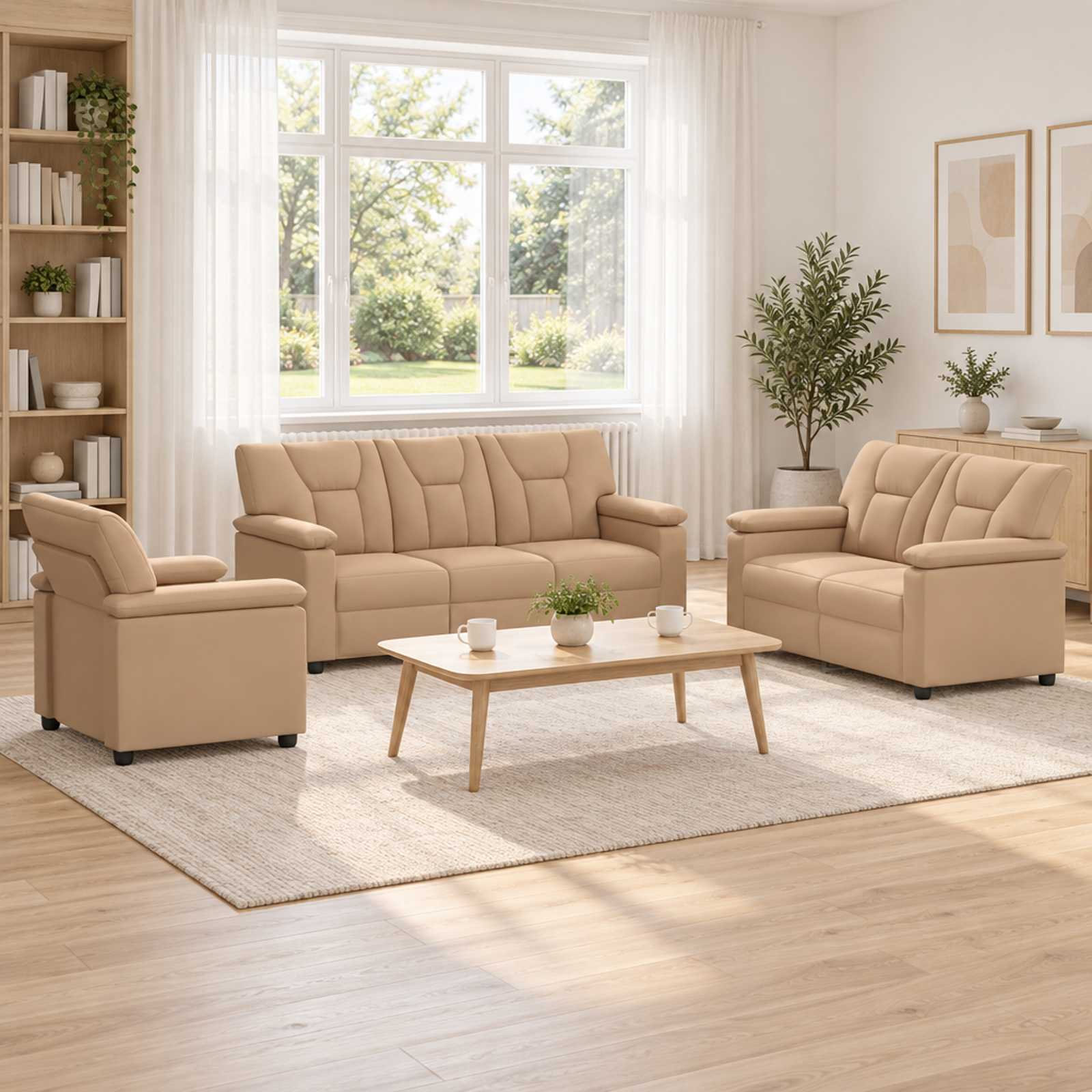 vidaXL Sofa Sæt 3 pcs Cappuccino Kunstlæder