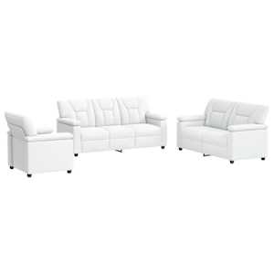 vidaXL Diivanikomplekt 3 pcs Valge Kunstnahk