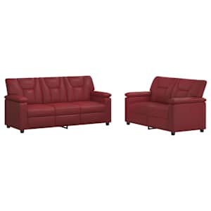 vidaXL Diivanikomplekt 2 pcs Veinpunane Kunstnahk