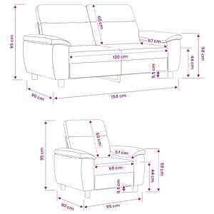 Set pohovek 2 pcs Hnědá Textil - obrázek 8