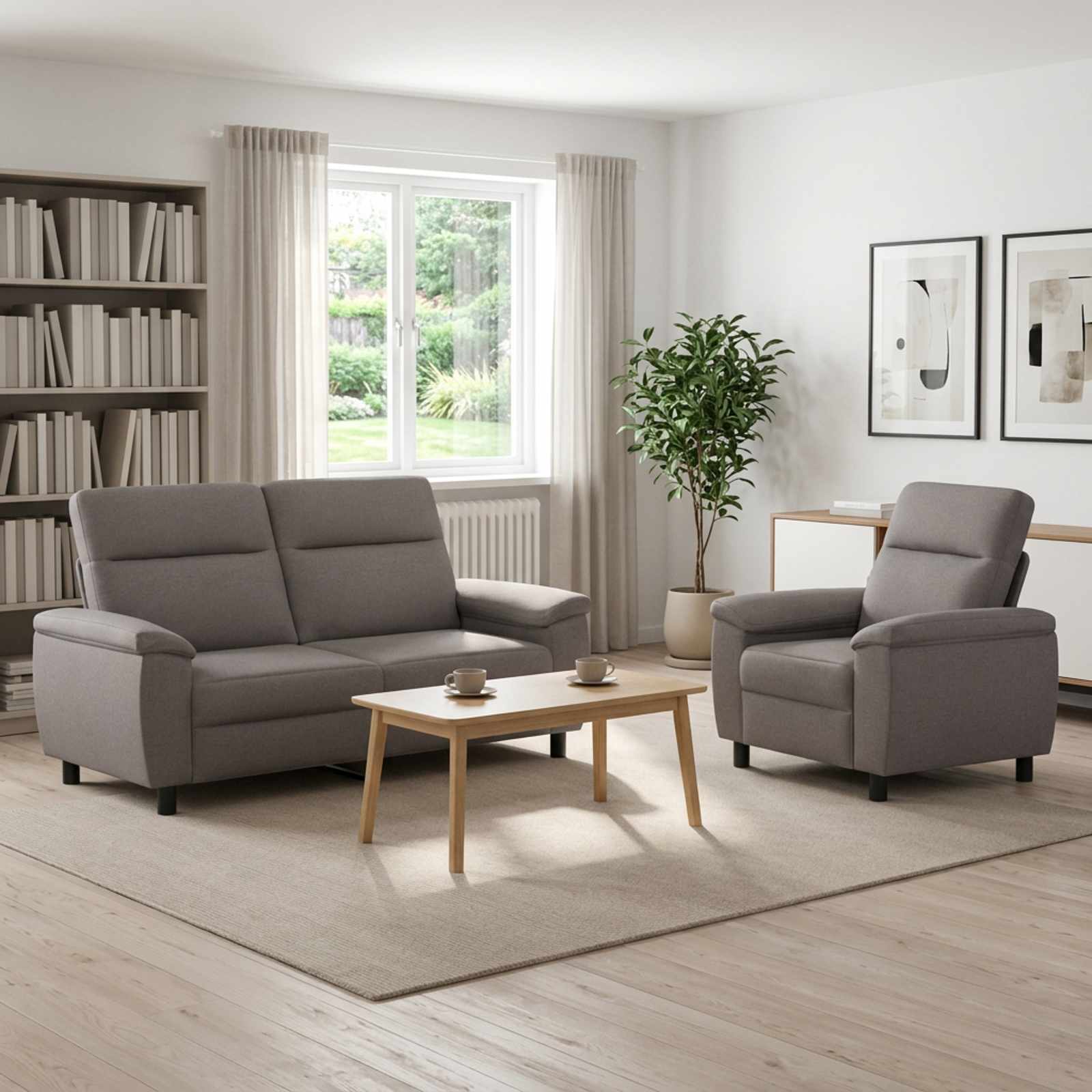 vidaXL Sofa Sæt 2 pcs Gråbrun Stof