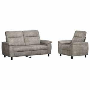 vidaXL Diivanikomplekt 2 pcs Helehall Kunstsuede nahk