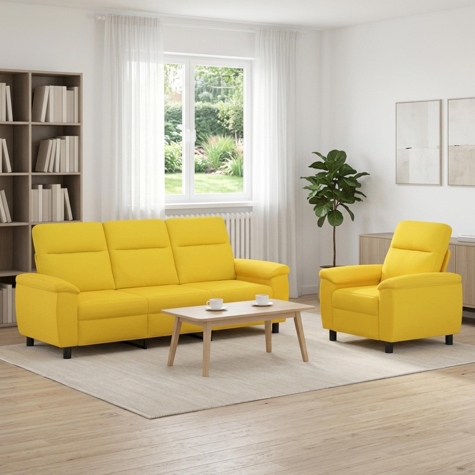 vidaXL Sofa Sæt 2 pcs Lys Gul Stof