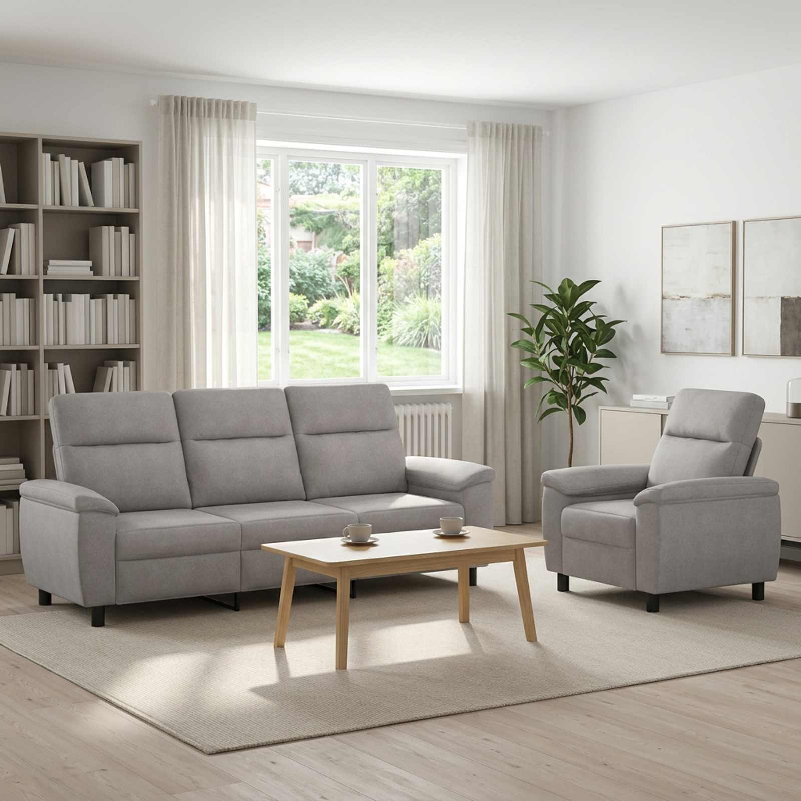 vidaXL Sofa Sæt 2 pcs Skygrå Stof