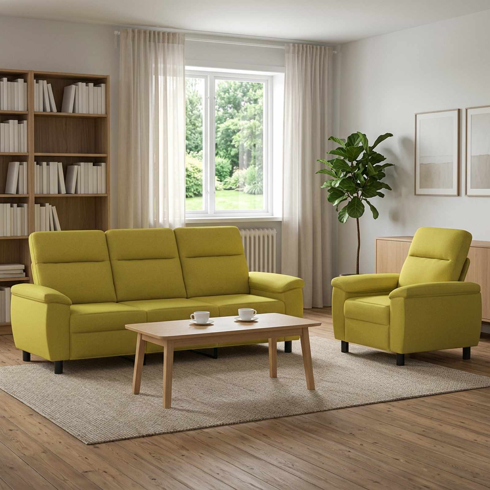 vidaXL Sofa Sæt 2 pcs Lys grøn Stof