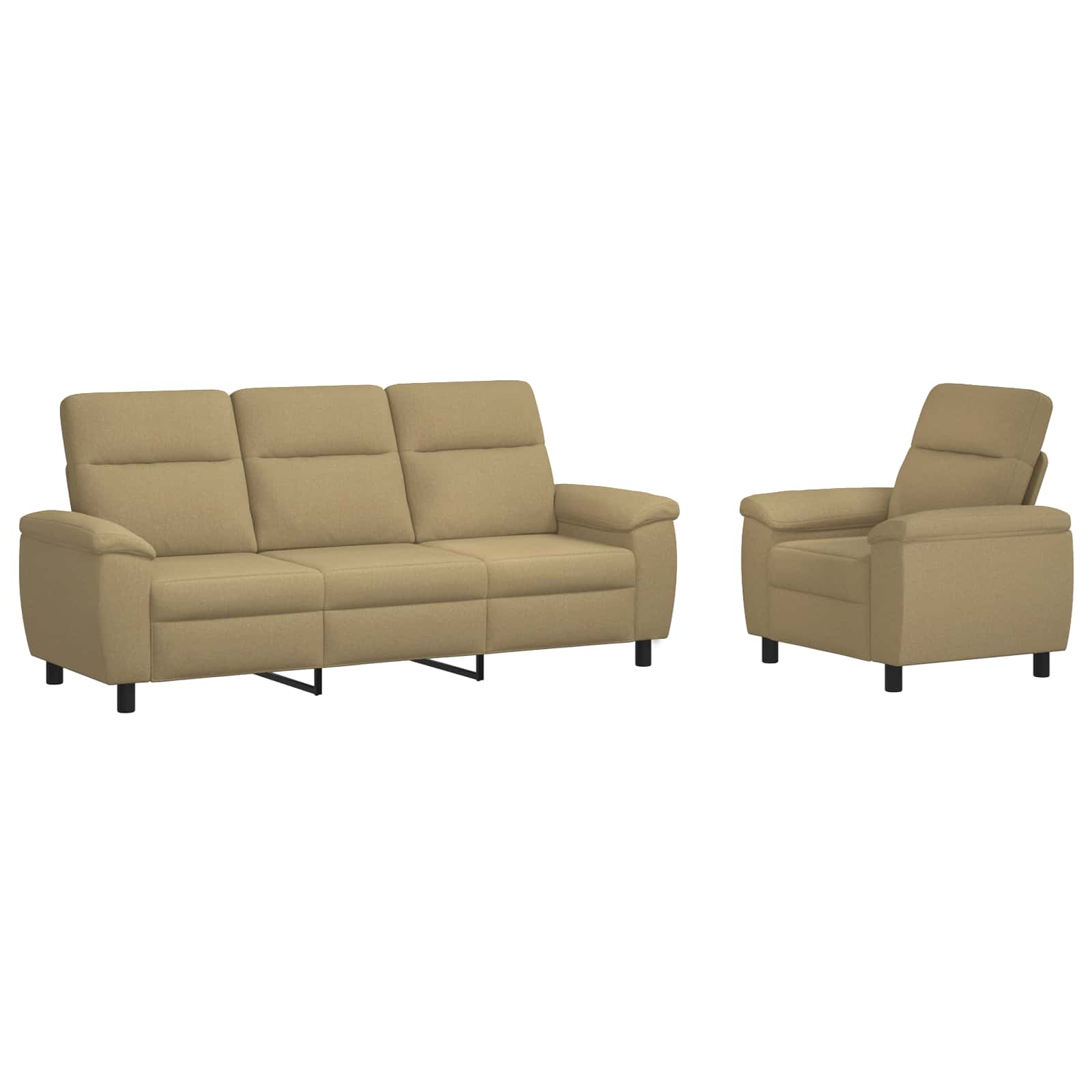 Kavčna garnitura 2 pcs Svetlo rjava Blago