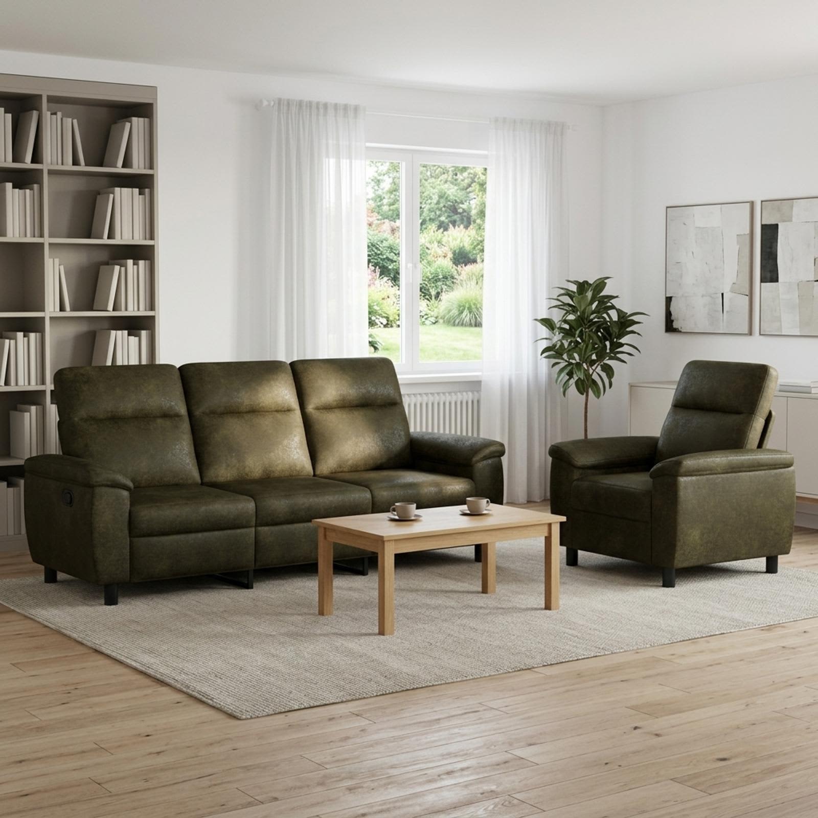 vidaXL Sofa Sæt 2 pcs Army Grøn Faux Suede Læder