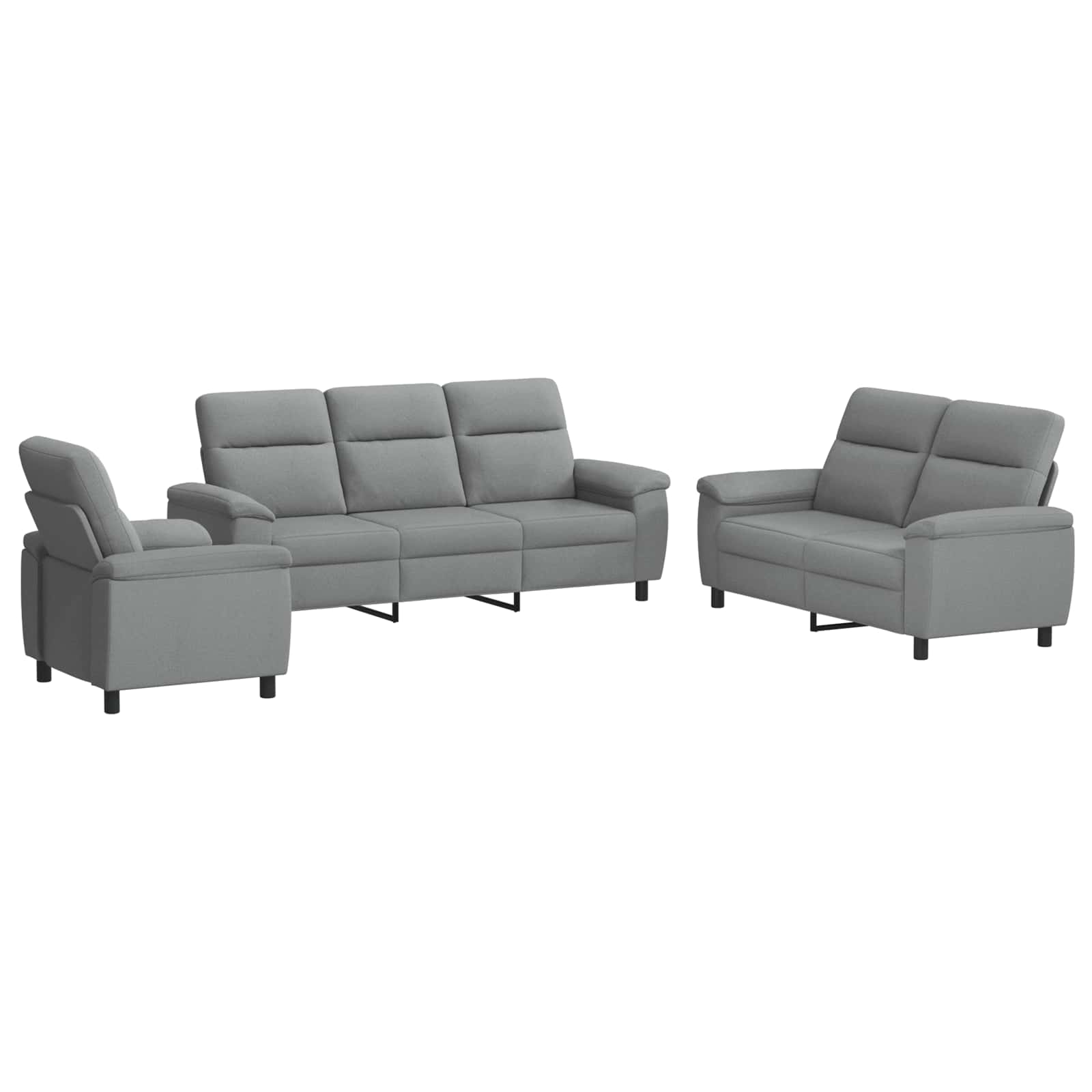 Kavčna garnitura 3 pcs Svetlo siva Blago