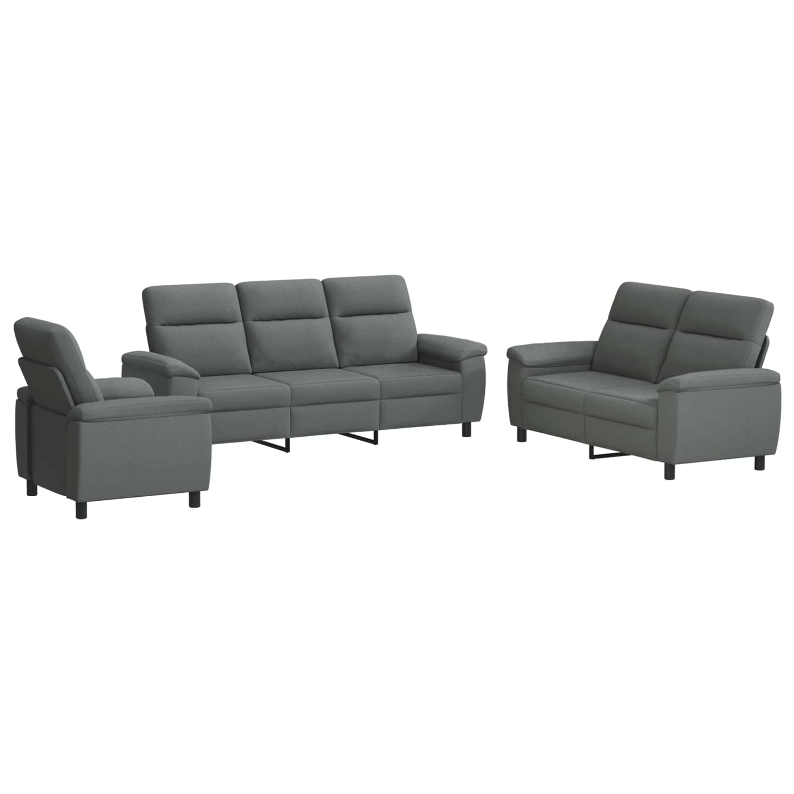 Kavčna garnitura 3 pcs Temno siva Blago