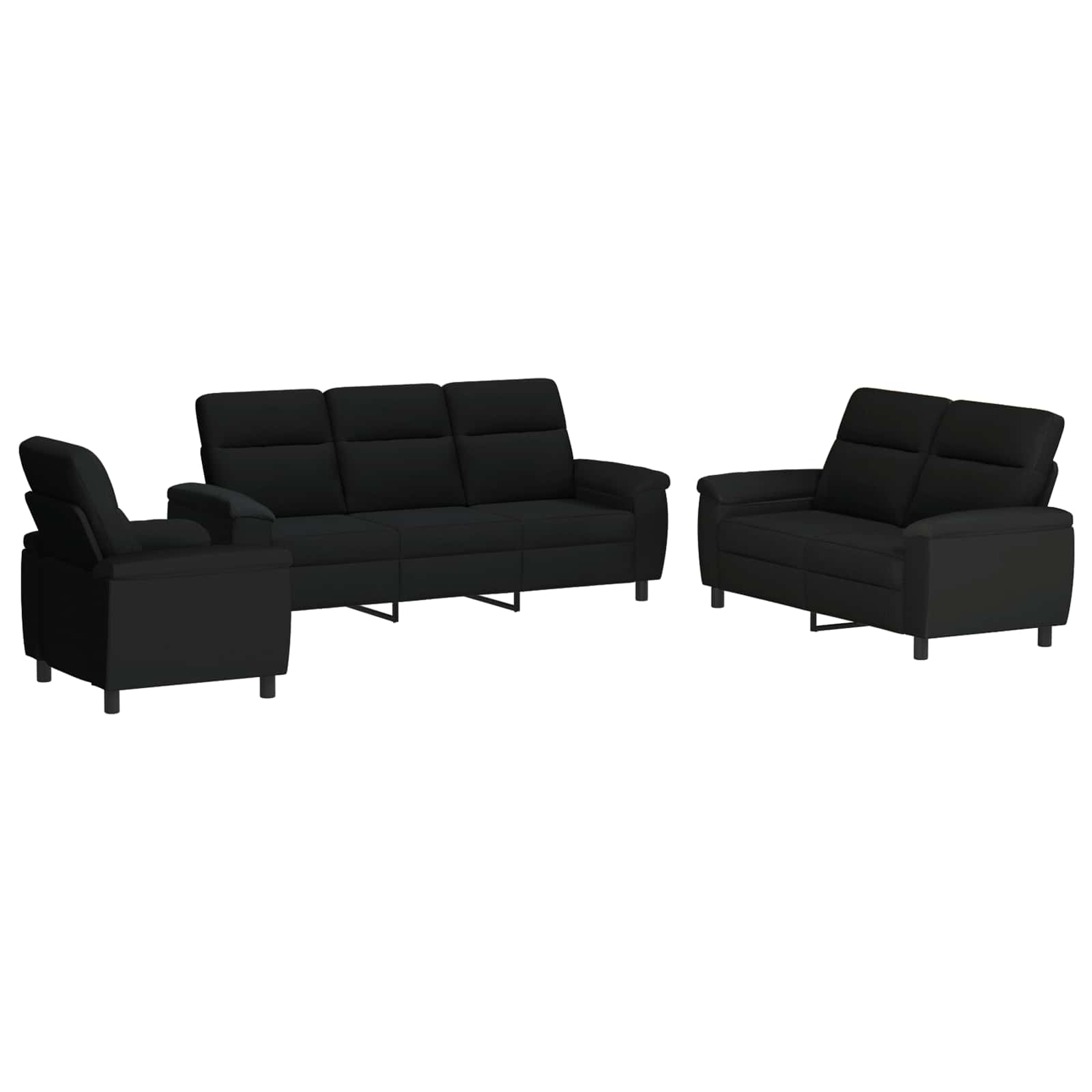 Kavčna garnitura 3 pcs Črna Blago