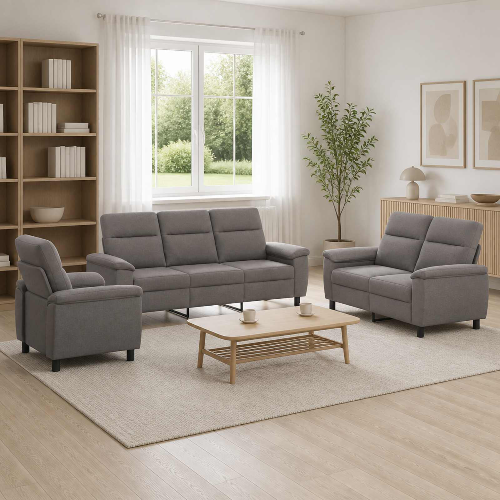 Kavčna garnitura 3 pcs Taupe Blago